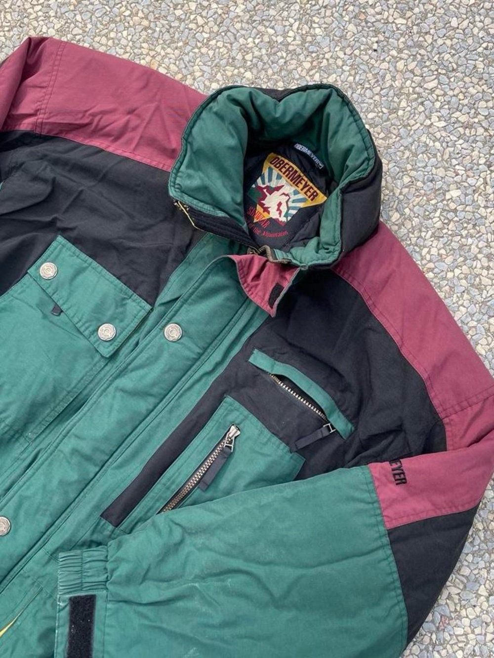 Obermeyer Men's Colorblock Insulated Ski Jacket - Green/Black/Burgundy